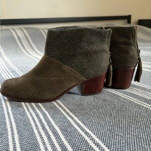 Toms Leila bootie brown, suede green